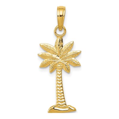 14K Yellow Gold Palm Tree Pendant