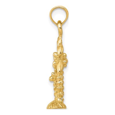 14K Yellow Gold Textured Double Palm Trees Pendant – view 3