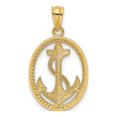 14K Yellow Gold Anchor Pendant – view 4