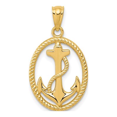 14K Yellow Gold Anchor Pendant