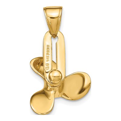 14K Yellow Gold 3-D Moveable Propeller Pendant – view 4