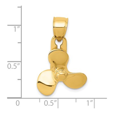 14K Yellow Gold 3-D Moveable Propeller Pendant – view 5