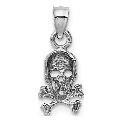 14K White Gold Skull Crossbones Pendant – view 4
