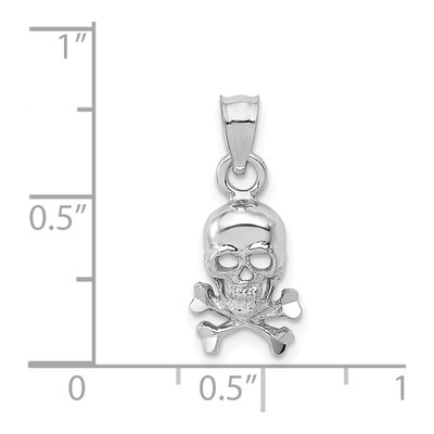 14K White Gold Skull Crossbones Pendant – view 5