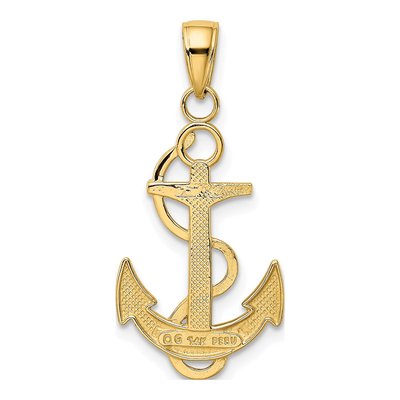 14K Yellow Gold Anchor Pendant – view 4