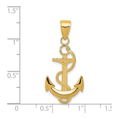 14K Yellow Gold Anchor Pendant – view 5