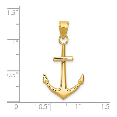 14K Yellow Gold Anchor Pendant – view 5