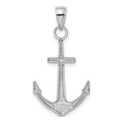 14K White Gold Anchor Pendant – view 4