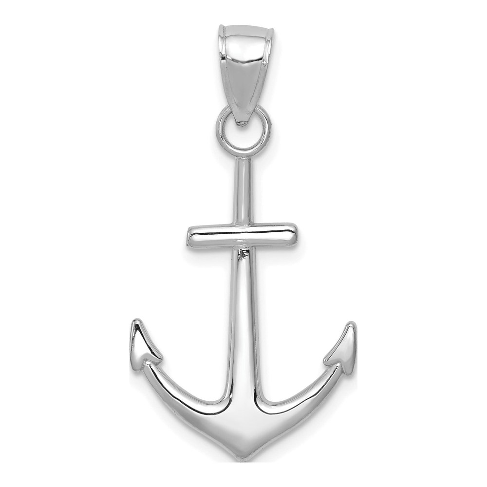 14K White Gold Anchor Pendant
