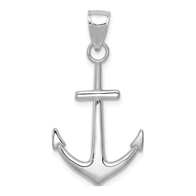 14K White Gold Anchor Pendant