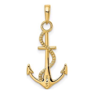 14K Yellow Gold Anchor Pendant – view 4