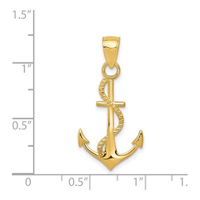 14K Yellow Gold Anchor Pendant – view 5