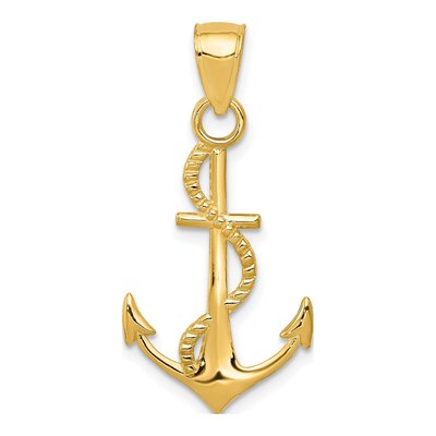14K Yellow Gold Anchor Pendant