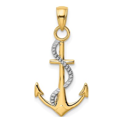 14K Two-Tone Gold Anchor Rope Pendant – view 4