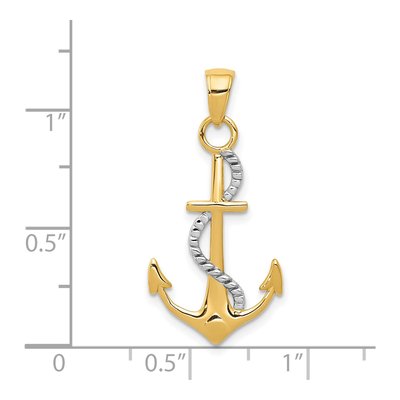 14K Two-Tone Gold Anchor Rope Pendant – view 5