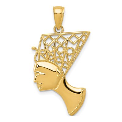 14K Yellow Gold Nefertiti Profile Pendant