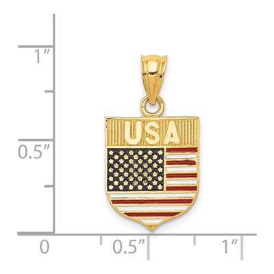 14K Yellow Gold Enameled Flag Shield Pendant – view 5