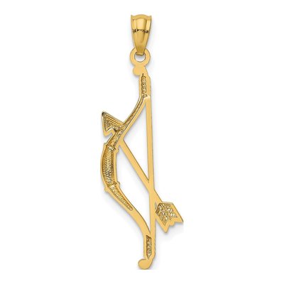14K Yellow Gold Bow Arrow Pendant – view 4