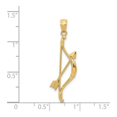 14K Yellow Gold Bow Arrow Pendant – view 5