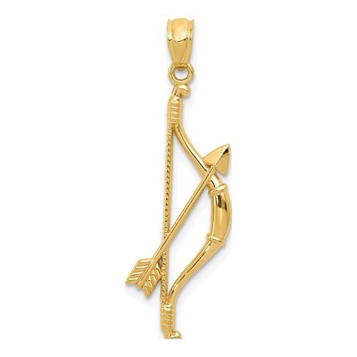 14K Yellow Gold Bow Arrow Pendant