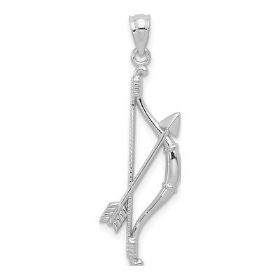 14K White Gold Bow Arrow Pendant