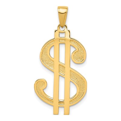 14K Yellow Gold Dollar Sign Pendant