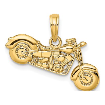 14K Yellow Gold 3-D Motorcycle Pendant – view 4