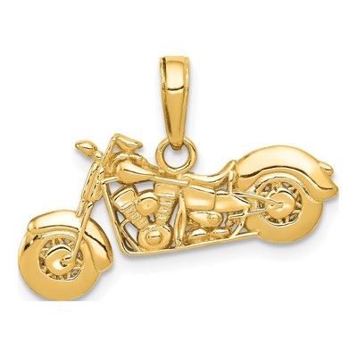 14K Yellow Gold 3-D Motorcycle Pendant