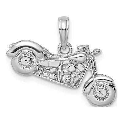 14K White Gold 3-D Motorcycle Pendant – view 4