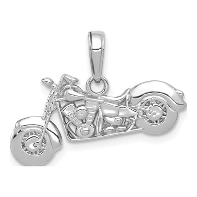 14K White Gold 3-D Motorcycle Pendant