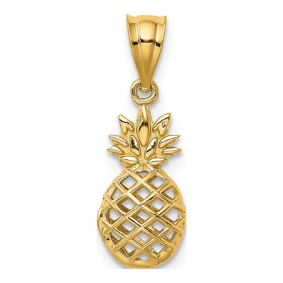 14K Yellow Gold 3-D Pineapple Pendant – view 4