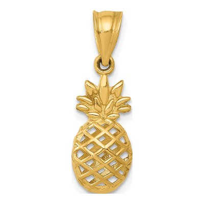 14K Yellow Gold 3-D Pineapple Pendant
