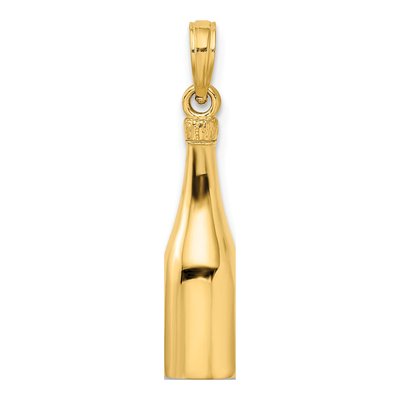 14K Yellow Gold 3-D Champagne Bottle Pendant – view 4