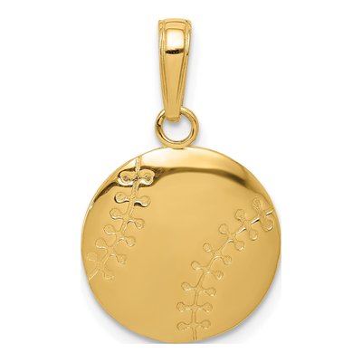 14K Yellow Gold Baseball Pendant