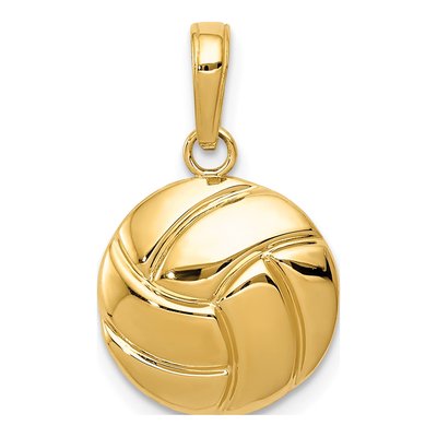 14K Yellow Gold Volleyball for Sports Fans Pendant