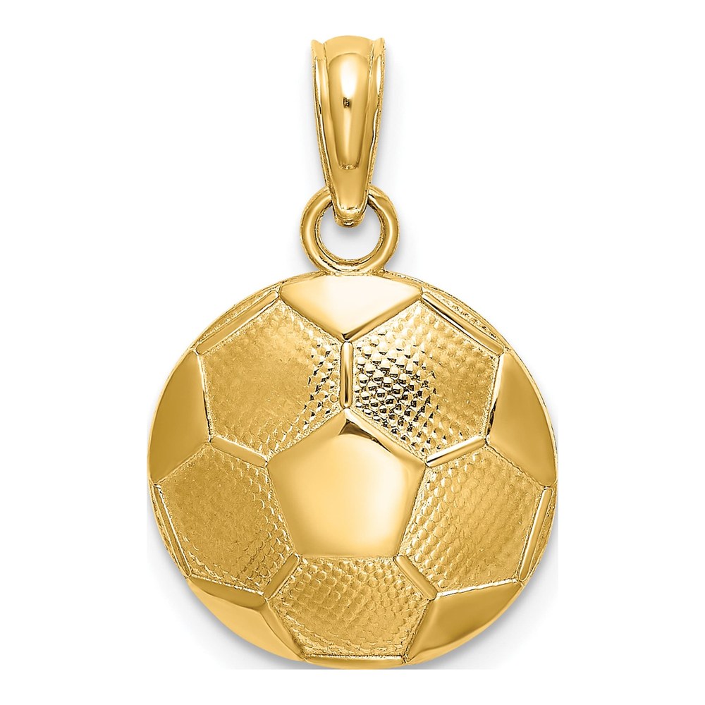 14K Yellow Gold Domed Soccer Ball Charm Pendant