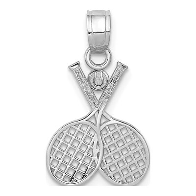 14K White Gold Tennis Racquet Pendant