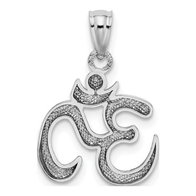 14K White Gold Om Symbol Pendant – view 4