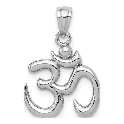 14K White Gold Om Symbol Pendant