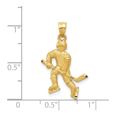 14K Yellow Gold Hockey Player Pendant – view 5