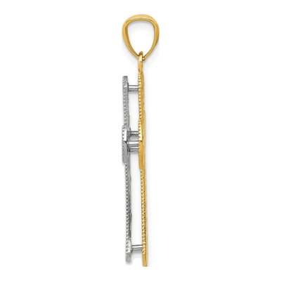 14K Two-Tone Gold 2-Level Cross Pendant – view 3