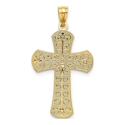 14K Two-Tone Gold 2-Level Cross Pendant – view 4