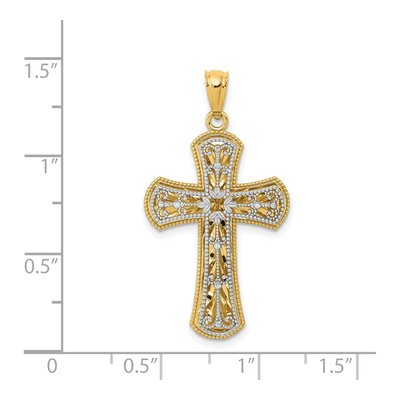 14K Two-Tone Gold 2-Level Cross Pendant – view 5