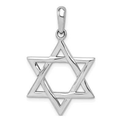 14K White Gold Star of David Pendant