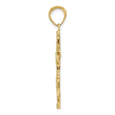 14K Yellow Gold Textured Nugget Cross Pendant – view 3