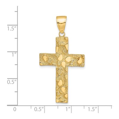 14K Yellow Gold Textured Nugget Cross Pendant – view 4
