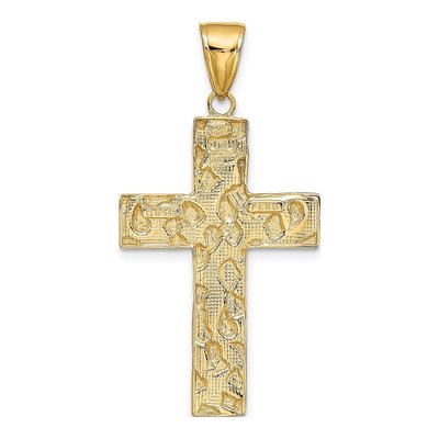14K Yellow Gold Textured Nugget Cross Pendant – view 5