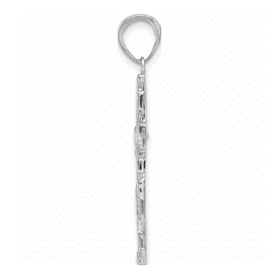 14K White Gold Textured Nugget Cross Pendant – view 2