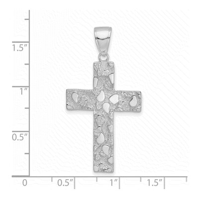 14K White Gold Textured Nugget Cross Pendant – view 3