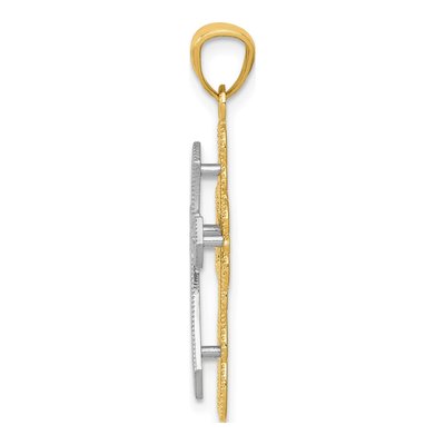 14K Two-Tone Gold Filigree Cross Pendant – view 3